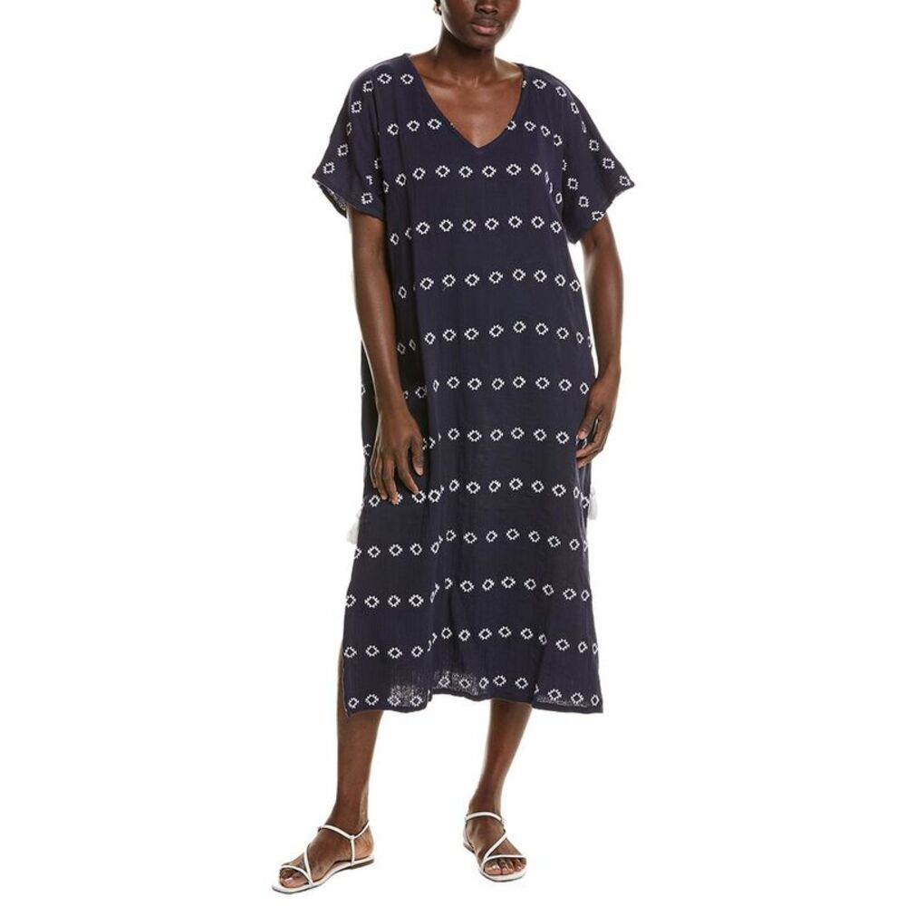 Mer St. Barth Womens  Capucine Maxi Caftan Dress, Navy